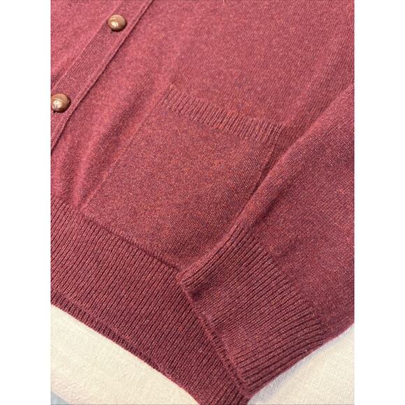 L L Bean Lambswool Cardigan XL Burgundy Heritage Grandpa Academia Pockets - Picture 7 of 14
